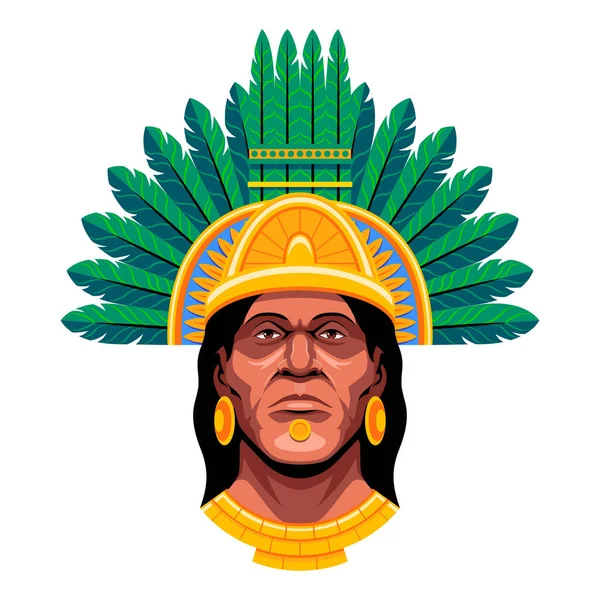 Vector Mayan Mexican Emperor Illustration Isolated — Stock Vector