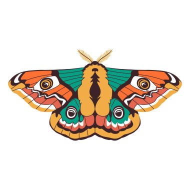 Güzel imparator güve çizgi filmi çizimi izole edildi.