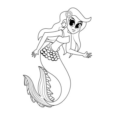 Çizgi film Denizkızı Karakteri çizimi izole edildi