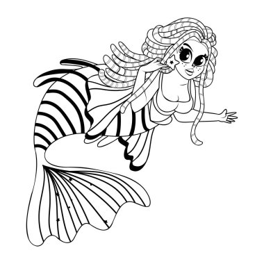 Çizgi film Denizkızı Karakteri çizimi izole edildi