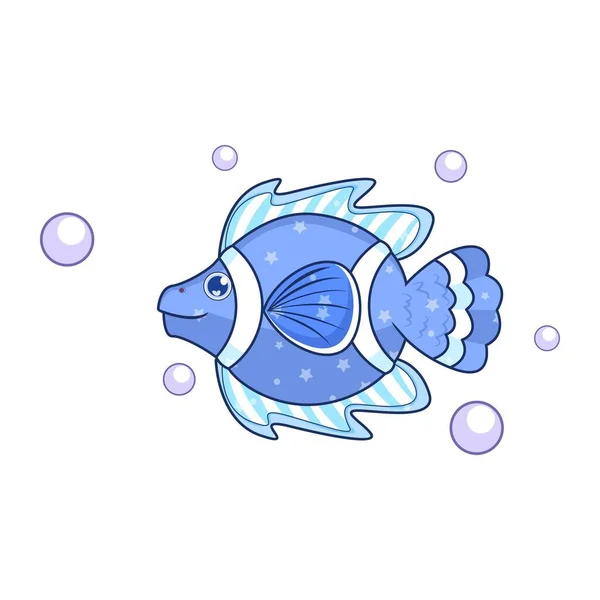 Cartoon Fisch Charakter Isolierte Illustration — Stockvektor