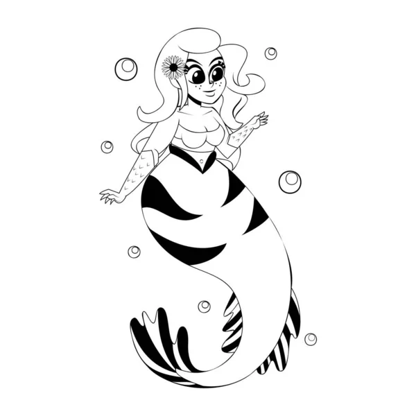 Cartoon Mermaid Character Isolated Illustration — Stock Vector