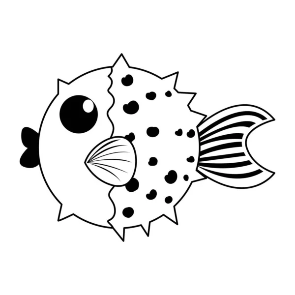 Cartoon Fish Charakter Izolované Ilustrace — Stockový vektor