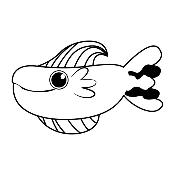 漫画魚のキャラクター孤立イラスト — ストックベクタ