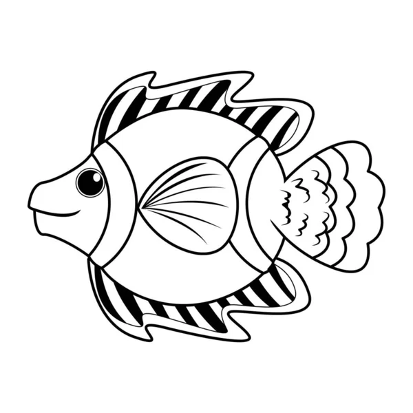 Tecknad Fisk Karaktär Isolerad Illustration — Stock vektor