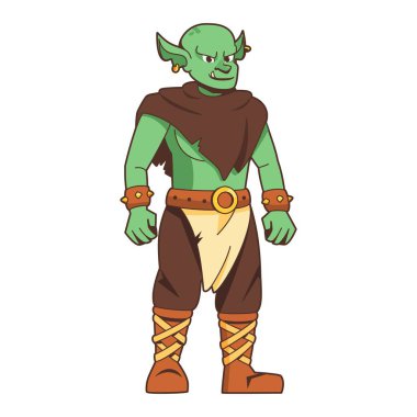 Şirin ortaçağ fantezi çizgi film çizimleri izole edilmiş.