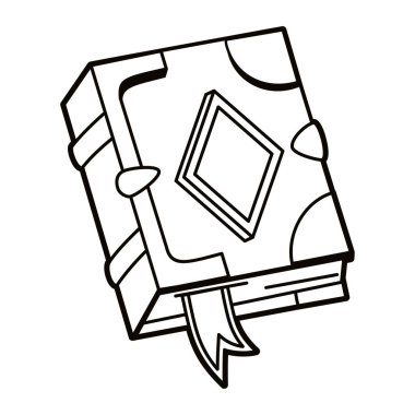 Tatlı sihirli kitap ortaçağ fantezi karikatür çizimi izole