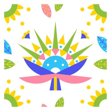 şirin soyut desenler çiçek çizimi izole edildi