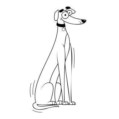 Çizgi filmdeki tazı köpeği karakteri çizimi izole etti