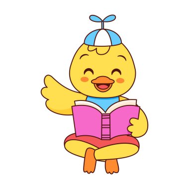 Sevimli Çizgi Roman Hayvan Okuma Ayrı İllüstrasyon