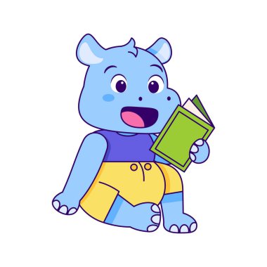 Sevimli Çizgi Roman Hayvan Okuma Ayrı İllüstrasyon