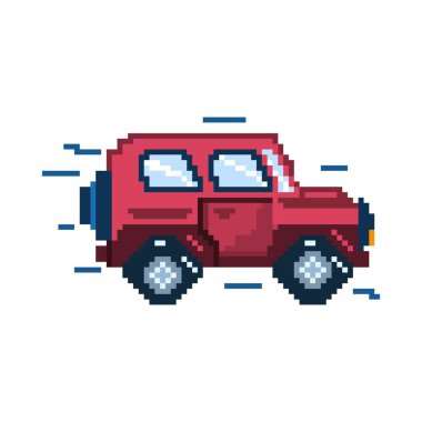 Cartoon Pixelart City car Isolated Illustration clipart