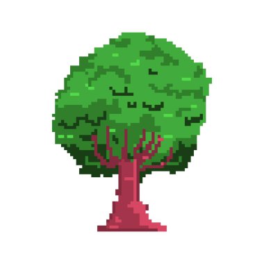 Cartoon Pixelart City tree Isolated Illustration clipart