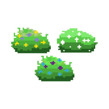Çizgi film Pixelart City Çalı Çiti İzole İllüstrasyon