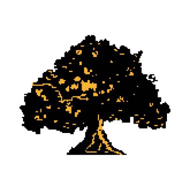 Cartoon Pixelart City tree Isolated Illustration clipart