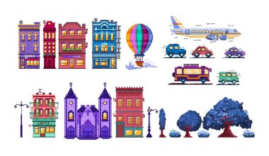 Cartoon Pixelart City Isolated Illustration clipart