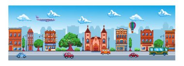 Cartoon Pixelart City Isolated Illustration clipart