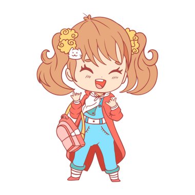 Çizgi film karakteri Chibi kızı çizimi izole etti