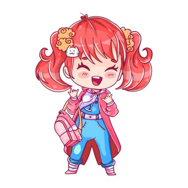 Çizgi film karakteri Chibi kızı çizimi izole etti