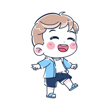 Kawaii çocuk çizgi film çizimleri izole edildi.