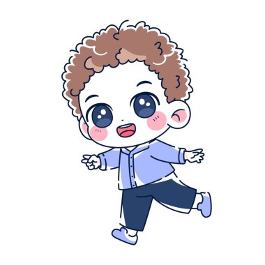 Kawaii çocuk çizgi film çizimleri izole edildi.