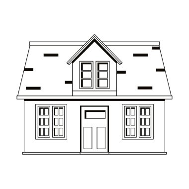 ev çizgi film çizgisi çizimi izole edildi