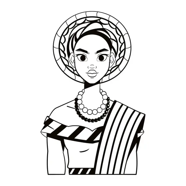 African Native Woman Cartoon Illustration Isolated — Stock Vector