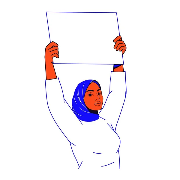 Protest Kobieta Kreskówka Ilustracja Pojedyncze Naklejki — Wektor stockowy
