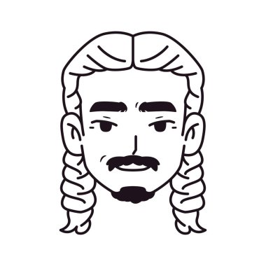 Genç Gülümseyen Adam Avatar Bıyık Çizgi Filmi İzole Edildi