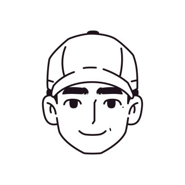 Genç Gülümseyen Adam Avatar Cap Çizgi Filmi İzole Edildi