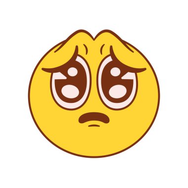 Yalvaran Yüz Emoji Çizgi Filmi Harika İllüstrasyon İzole Edildi