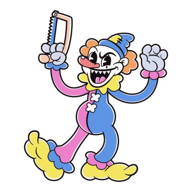 Retro Çizgi Film Palyaço Karakteri Resimleri İzole Edildi