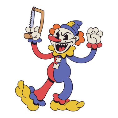 Retro Çizgi Film Palyaço Karakteri Resimleri İzole Edildi