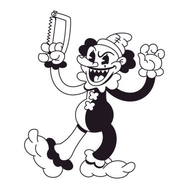 Retro Çizgi Film Palyaço Karakteri Resimleri İzole Edildi