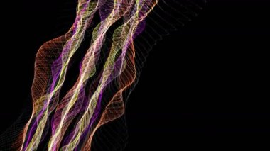 Parçacık dalga nesnesi ile fantastik video animasyonu yavaş çekim ve metin için boşluk, 4096x2304 döngü 4K