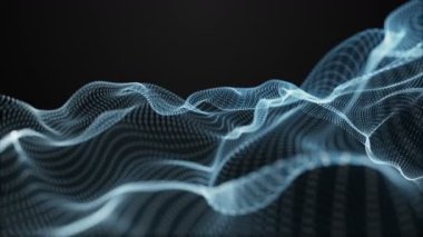 Parçacık dalga nesnesiyle gelecek video animasyonu yavaş çekimde, 4096x2304 döngü 4K