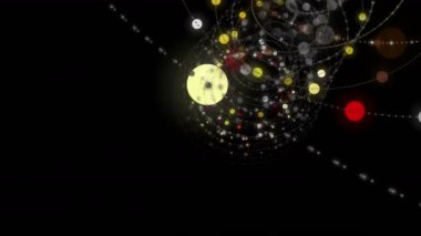 Parçacık çizgili nesne ile gelecek video animasyonu yavaş çekimde, 4096x2304 döngü 4K