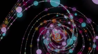 Parçacık çizgili nesne ile gelecek video animasyonu yavaş çekimde, 4096x2304 döngü 4K