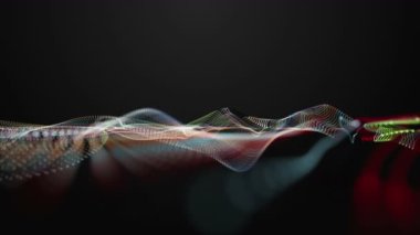 Parçacık dalga nesnesiyle gelecek video animasyonu yavaş çekimde, 4096x2304 döngü 4K