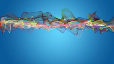 Parçacık dalga nesnesi ile fantastik video animasyonu yavaş çekim ve metin için boşluk, 4096x2304 döngü 4K