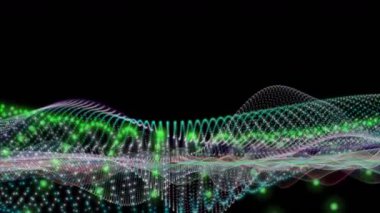 Parçacık dalga nesnesiyle gelecek video animasyonu yavaş çekimde, 4096x2304 döngü 4K