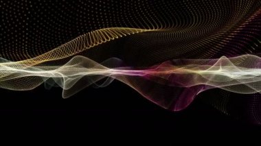 Parçacık dalgası nesnesinin ağır çekimde fantastik video animasyonu, 4096x2304 döngü 4K