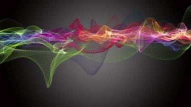 Parçacık dalga nesnesi ile fantastik video animasyonu yavaş çekim ve metin için boşluk, 4096x2304 döngü 4K