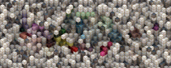 Панорамная Иллюстрация Фонового Дизайна Трехмерными Кубическими Объектами Стоковая Картинка