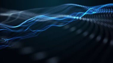 Parçacık dalga nesnesiyle gelecek video animasyonu yavaş çekimde, 4096x2304 döngü 4K