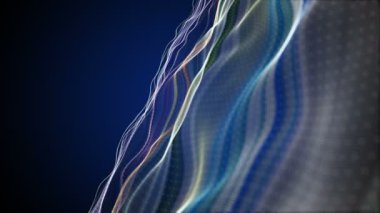 Parçacık dalgası nesnesinin ağır çekimde fantastik video animasyonu, 4096x2304 döngü 4K
