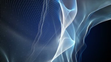 Parçacık dalga nesnesiyle gelecek video animasyonu yavaş çekimde, 4096x2304 döngü 4K