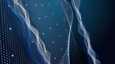 Parçacık dalga nesnesiyle gelecek video animasyonu yavaş çekimde, 4096x2304 döngü 4K