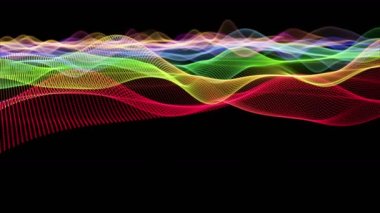 Parçacık dalga nesnesi ile fantastik video animasyonu yavaş çekim ve metin için boşluk, 4096x2304 döngü 4K