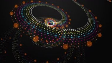 Parçacık çizgili nesne ile gelecek video animasyonu yavaş çekimde, 4096x2304 döngü 4K